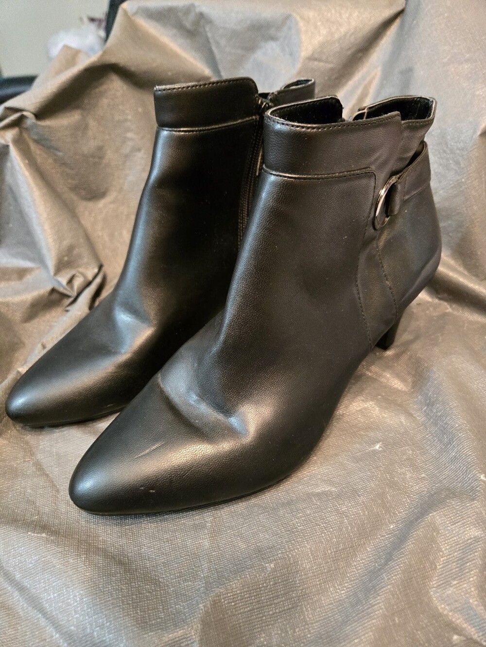 Jones New York Classic Black Ankle Boots with Side Buckle - Women